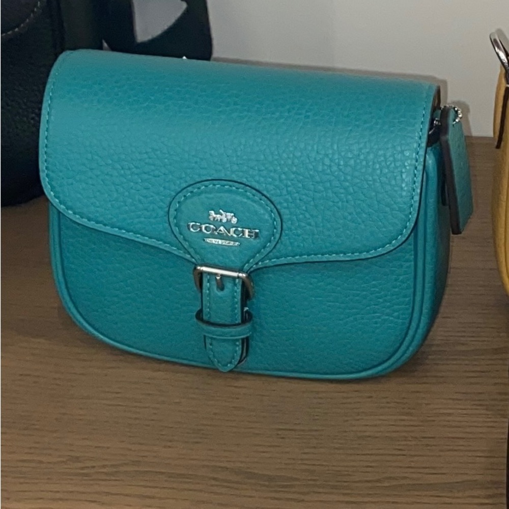 NWT Coach Teal Leather Amelia Crossbody Bag